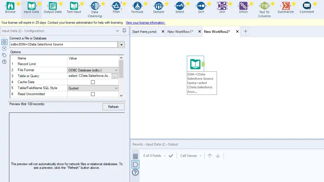 ワークフローの結果を確認します(Salesforce を例に表示しています)。